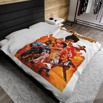 Black Samurai Velveteen Plush Blanket
